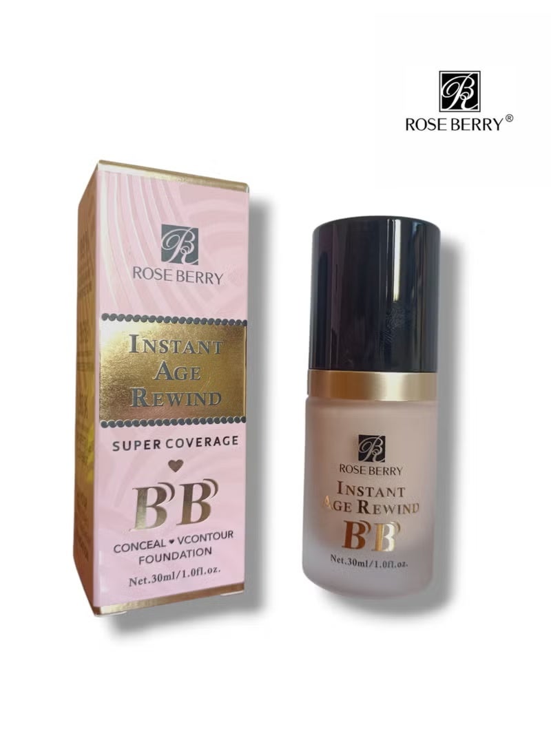 ROSE BERRY BB Cream INSTANT AGE REWIND, SUPER COVERAGE CONCEALER, FOUNDATION 202 30ml - Image 3